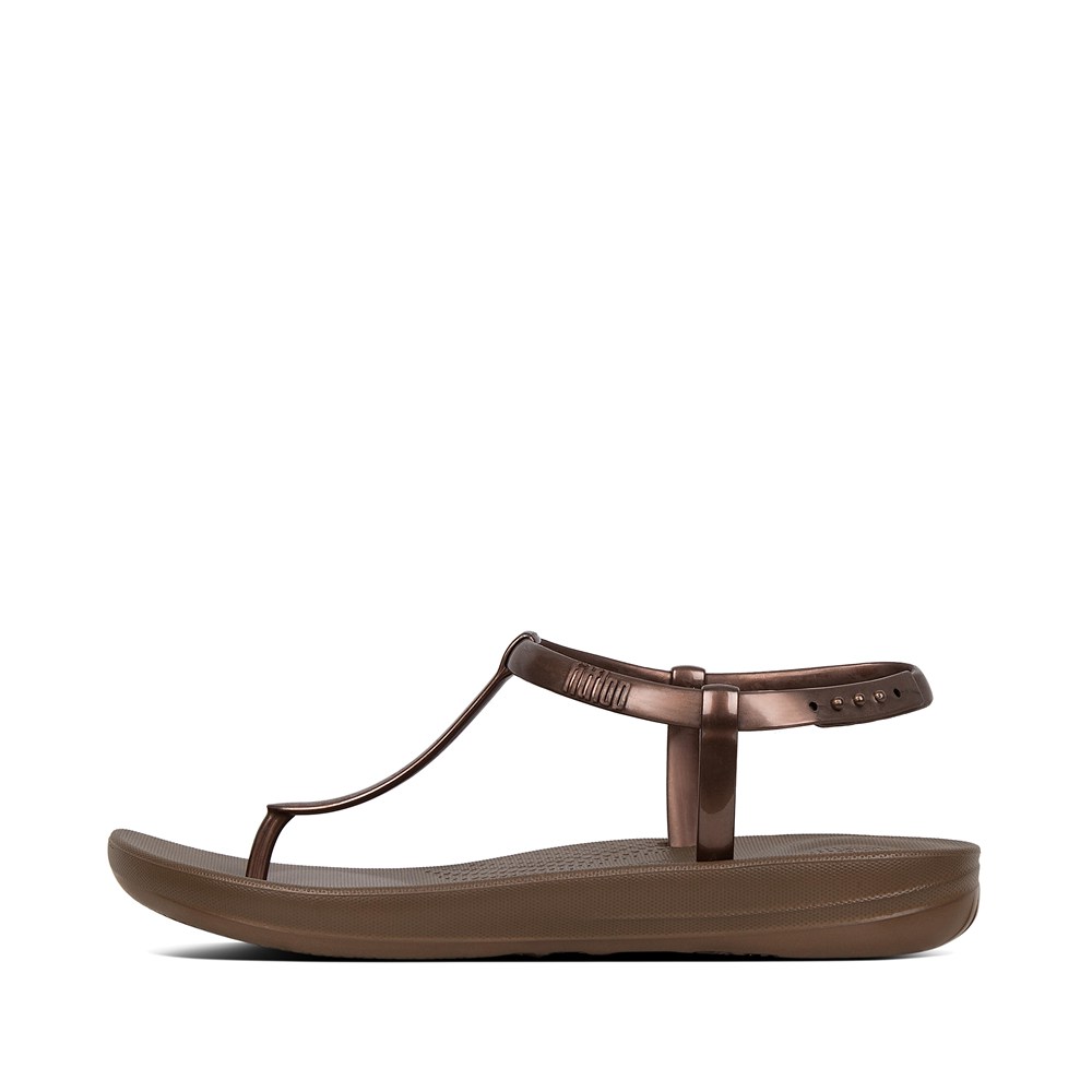 Fitflop Womens Sandals Brown - Iqushion Splash Pearlised Back-strap - BU9245876